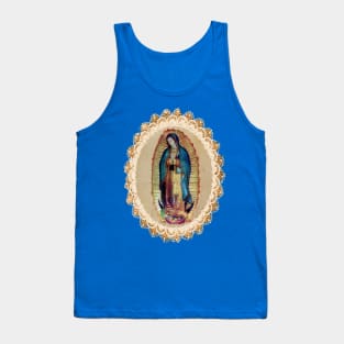 Our Lady of Guadalupe Virgen Maria flowers sepia 118 Tank Top